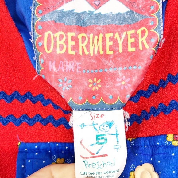 Obermeyer Vintage Kid's Snow Bibs Red and Blue Buttons Snow Pants 80s 90s size 5 - Picture 6 of 11